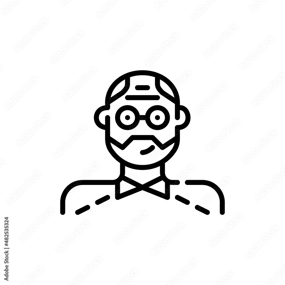 Older adult avatar. Grandfather with beard wearing glasses. Pixel perfect, editable stroke icon Older adult avatar. Grandfather with beard wearing glasses. Pixel perfect, editable stroke icon