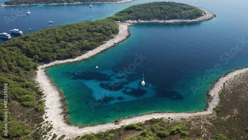 Paklinski Islands Surrounded With Pristine Blue Water In Hvar, Croatia. aerial photo