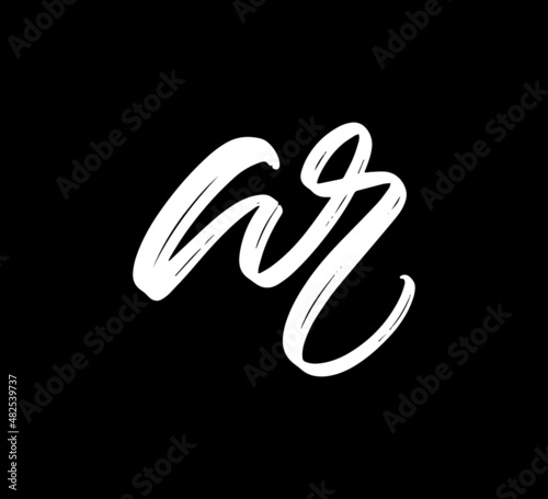 White Vector Letters Logo Brush Handlettering Calligraphy Style In Black Background Initial ar