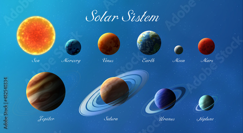 Solar system planets pattern vector illustration size comparison black background 태양계 일러스트 고화질