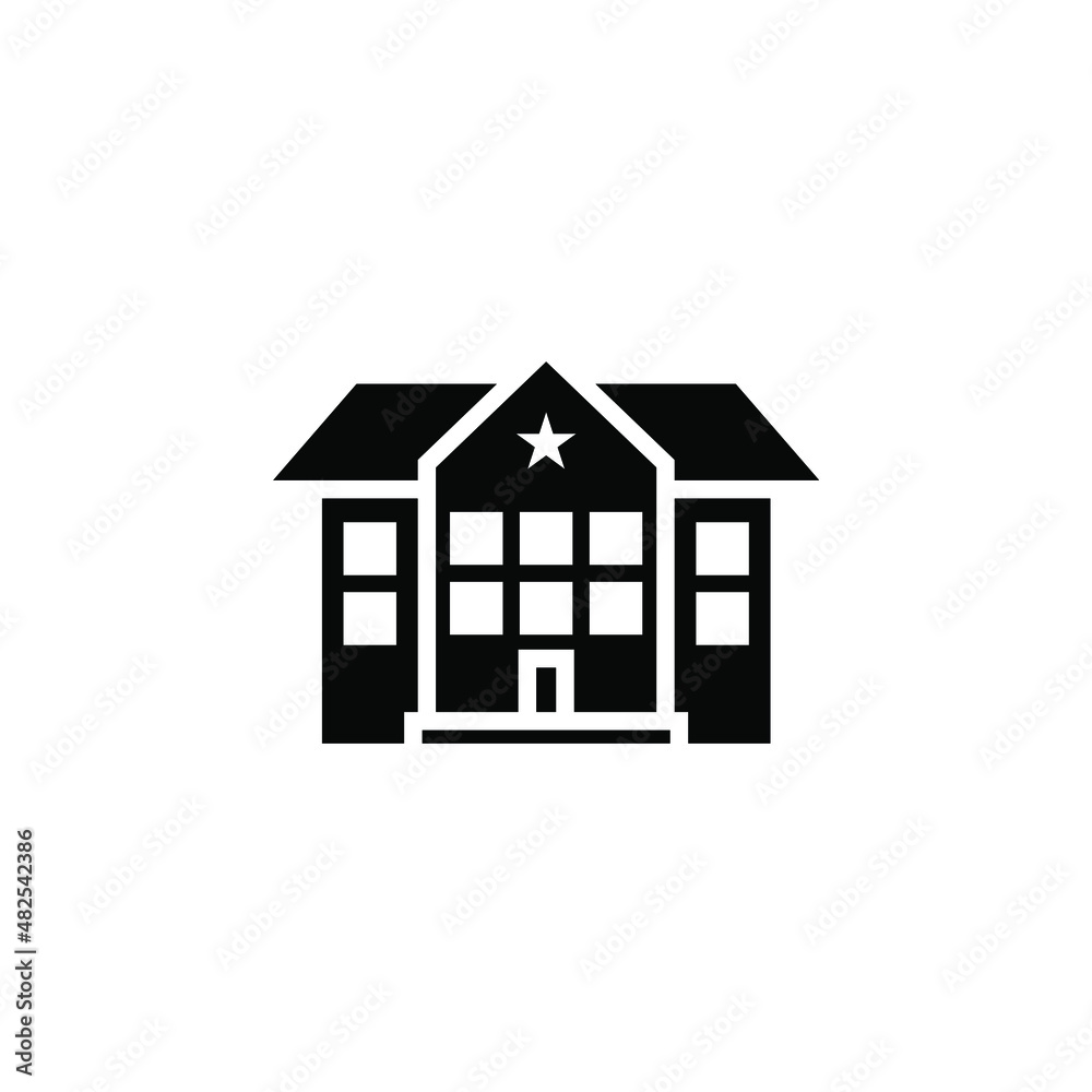 Hotel, Apartment, Townhouse, Residential Solid Icon Vector Illustration Logo Template. Suitable For Many Purposes.