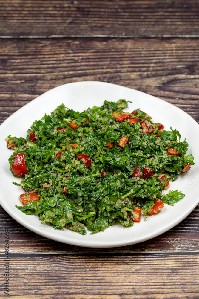 Raw ingredients cooking salad tabouli horizontal view. Healthy food Raw ingredients cooking salad tabouli horizontal view. Healthy food