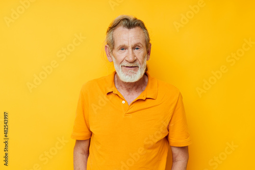 Photo of retired old man hand gesture gray beard fun monochrome shot © Tatiana