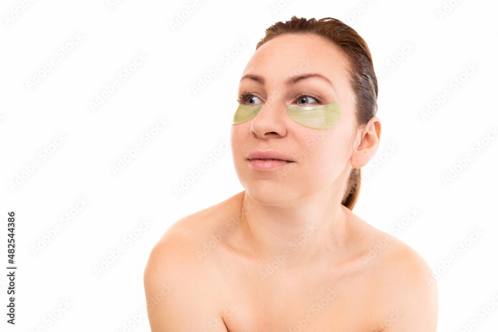 Young woman skin care concept, portrait on white isolated background Young woman skin care concept, portrait on white isolated background