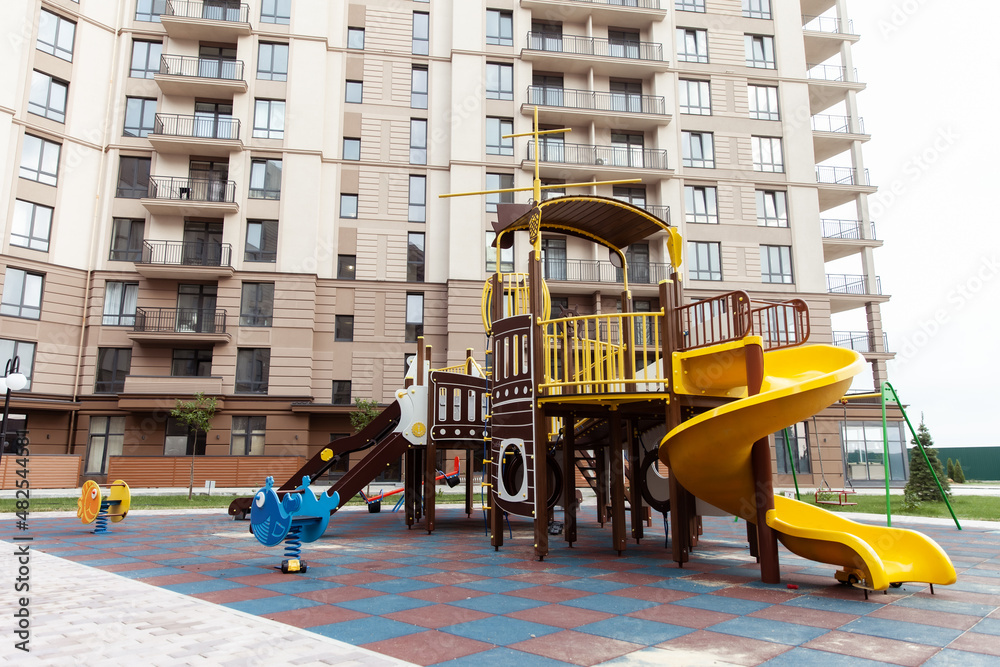 Outdoors children's playground near the residential building