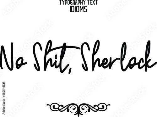 No Shit, Sherlock Stylish Hand Written Typography Text idiom  