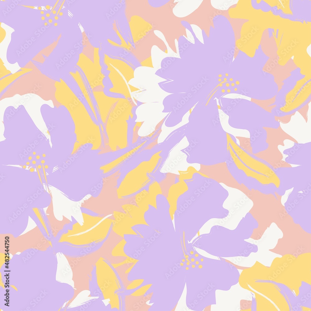 Floral Brush strokes Seamless Pattern Design