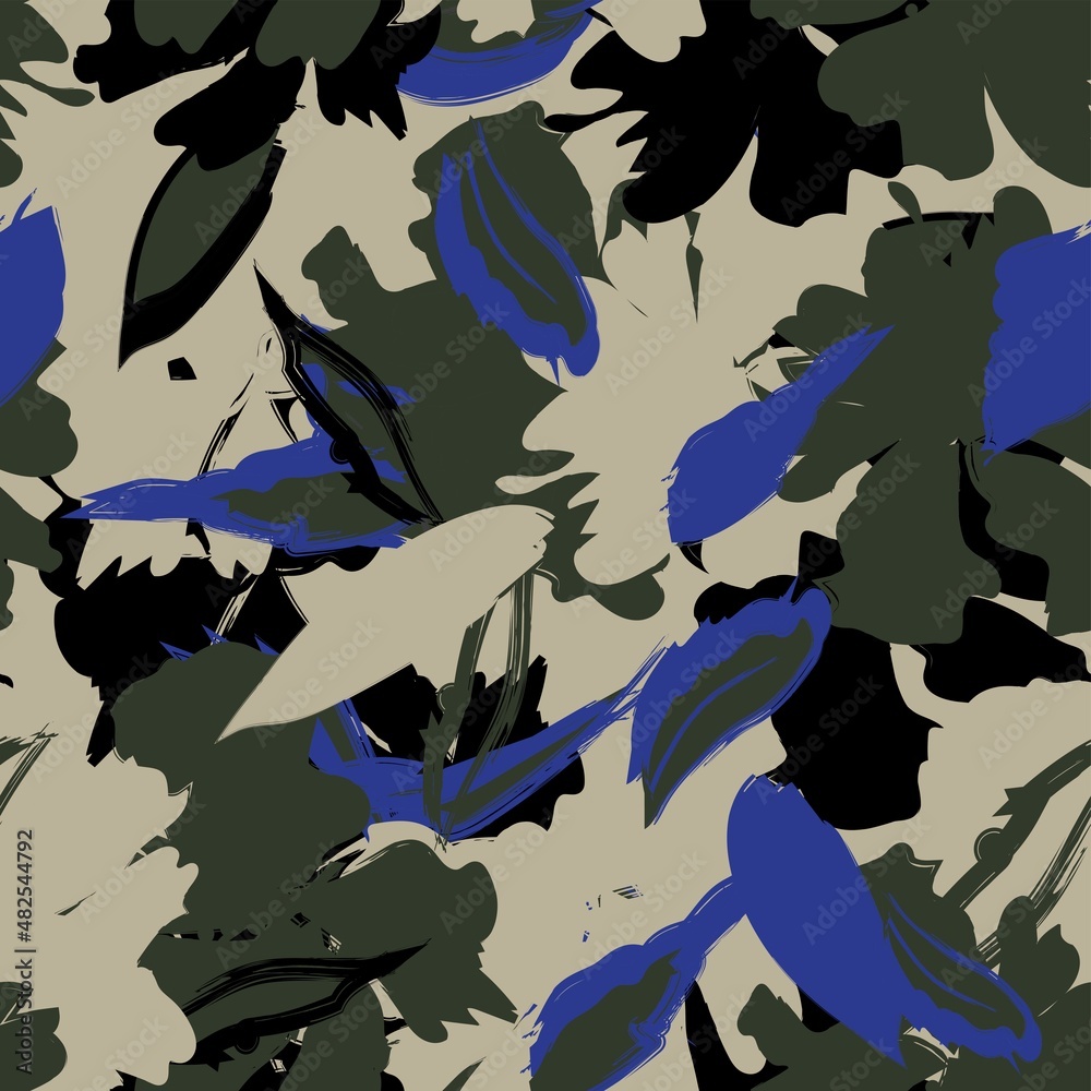 Floral Brush strokes Seamless Pattern Design Floral Brush strokes Seamless Pattern Design