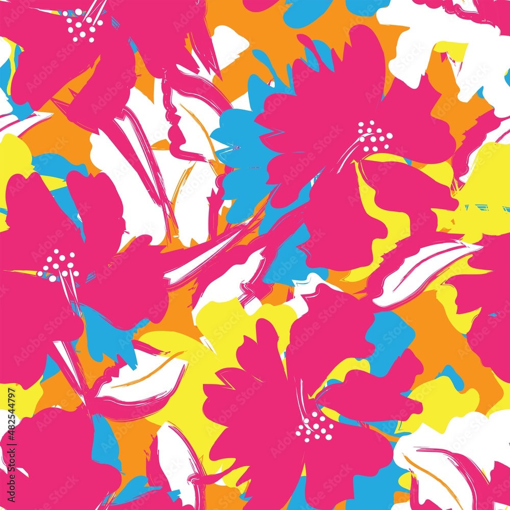 Floral Brush strokes Seamless Pattern Design