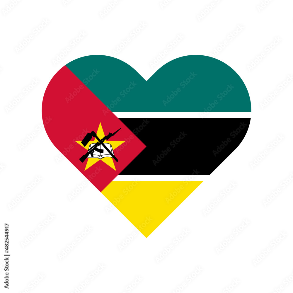 heart symbol icon with mozambique flag. vector illustration isolated on white background heart symbol icon with mozambique flag. vector illustration isolated on white background
