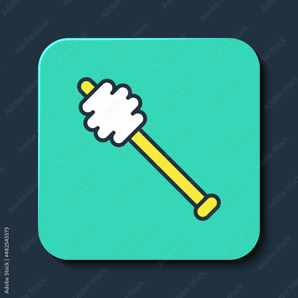 Filled outline Honey dipper stick icon isolated on blue background. Honey ladle. Turquoise square button. Vector Filled outline Honey dipper stick icon isolated on blue background. Honey ladle. Turquoise square button. Vector
