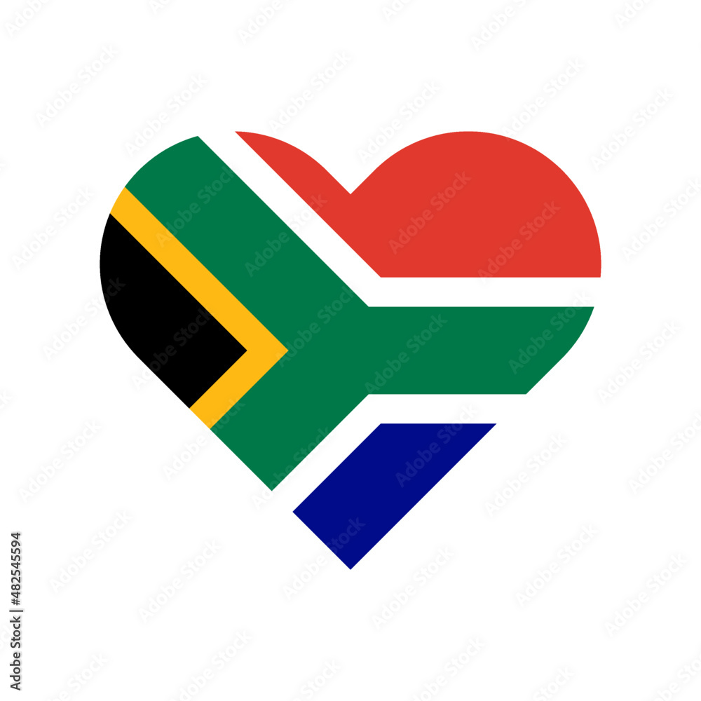 heart symbol icon of south africa flag. vector illustration isolated on white background