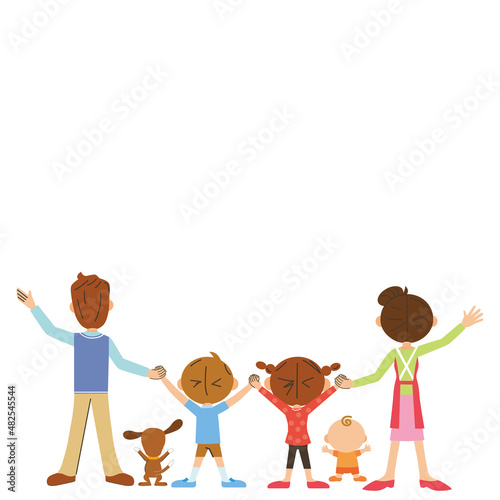 後ろ姿　家族　メッセージ　余白　