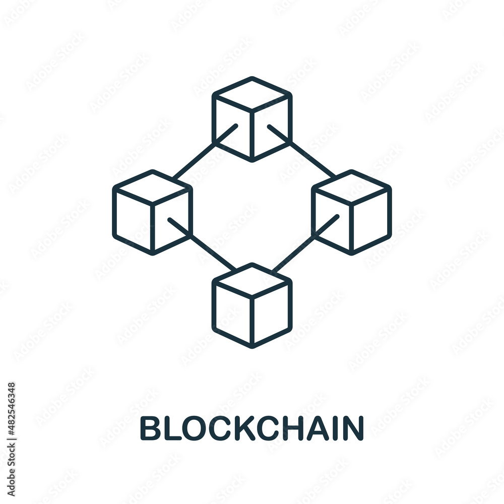Blockchain icon. Line element from industry 4.0 collection. Linear Blockchain icon sign for web design, infographics and more.