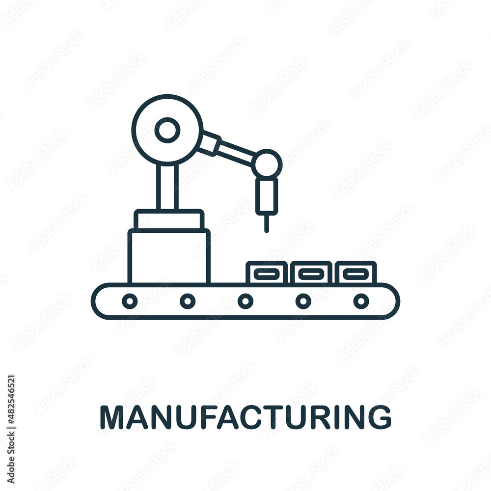 Manufacturing icon. Line element from industry 4.0 collection. Linear Manufacturing icon sign for web design, infographics and more. Manufacturing icon. Line element from industry 4.0 collection. Linear Manufacturing icon sign for web design, infographics and more.