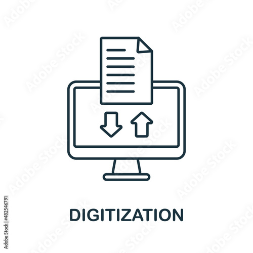 Digitization icon. Line element from industry 4.0 collection. Linear Digitization icon sign for web design, infographics and more.
