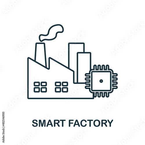 Smart Factory icon. Line element from industry 4.0 collection. Linear Smart Factory icon sign for web design, infographics and more.