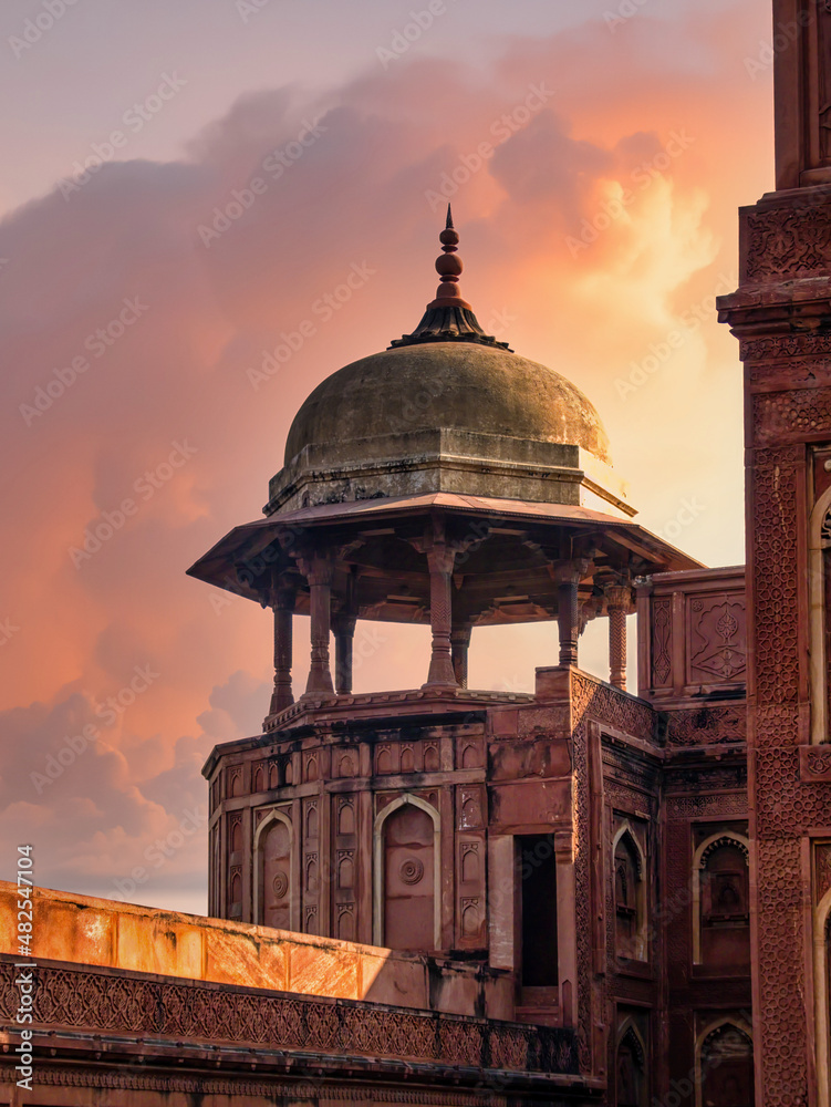 Fototapeta premium Detail of Red Fort in Agra, India