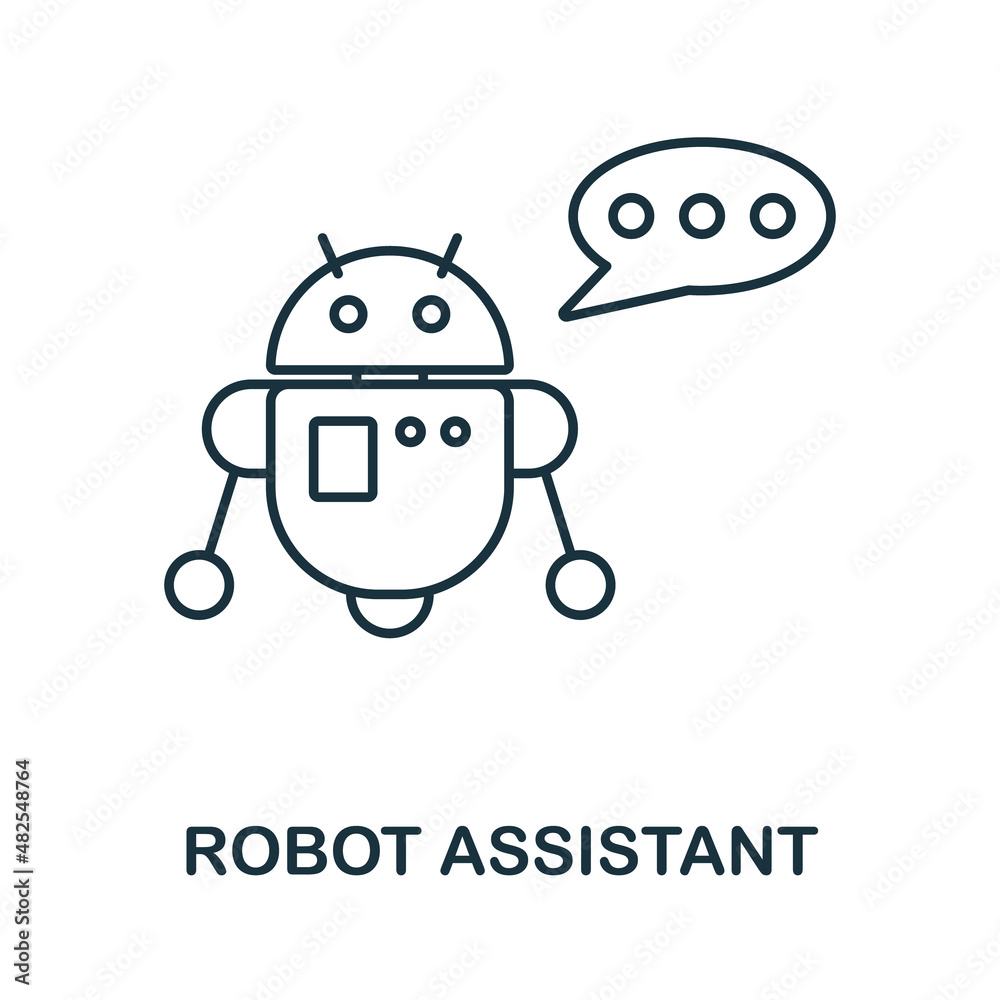 Robot Assistant icon. Line element from industry 4.0 collection. Linear Robot Assistant icon sign for web design, infographics and more.