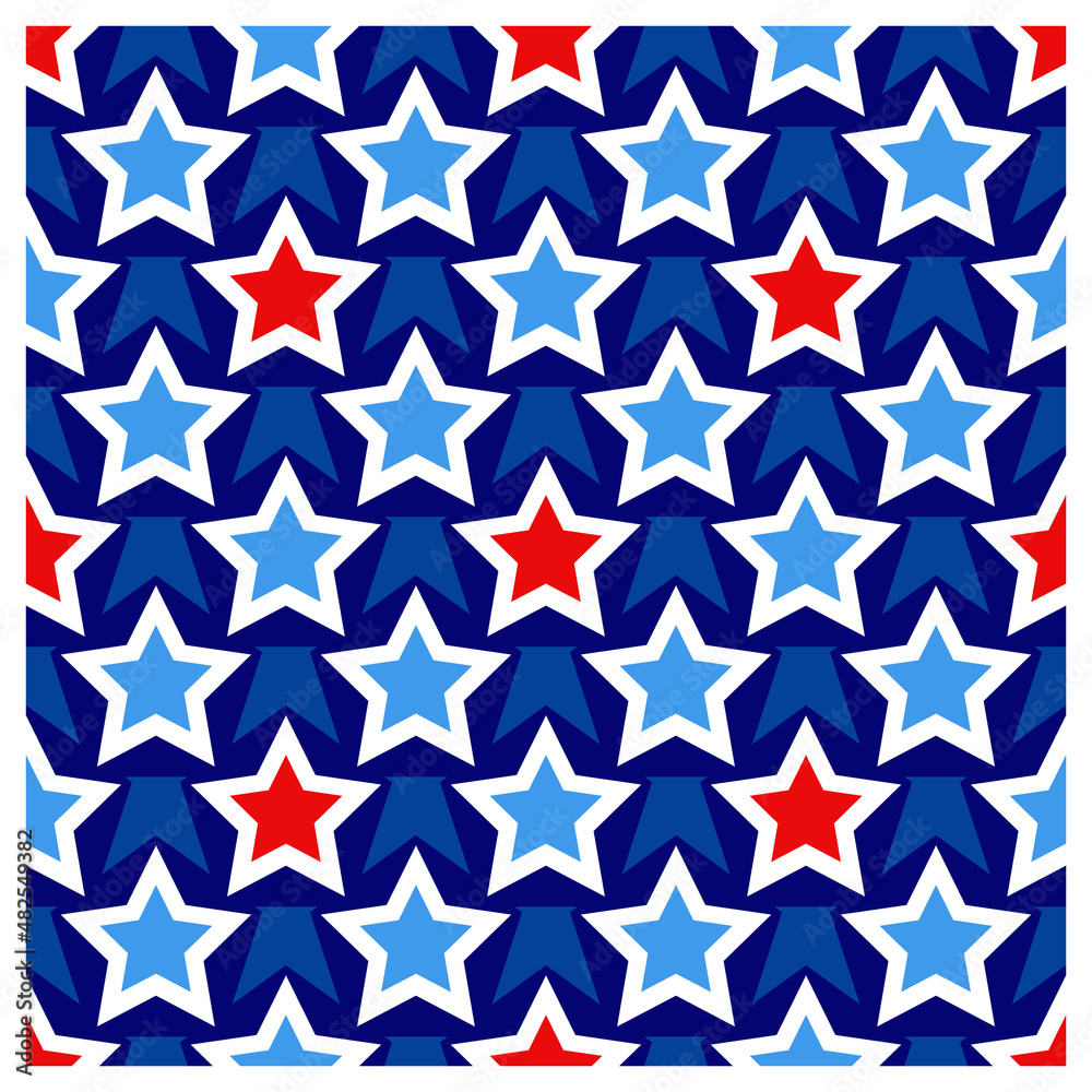 Red white and blue stars seamless pattern. Vector illustrations Red white and blue stars seamless pattern. Vector illustrations