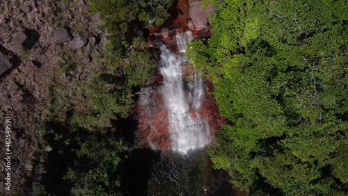 Aerial shot of the Mauraik waterfall, located in the Gran Sabana in Venezuela photo