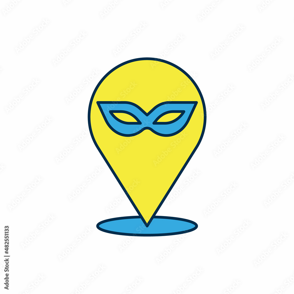 Filled outline Carnival mask icon isolated on white background. Masquerade party mask. Vector