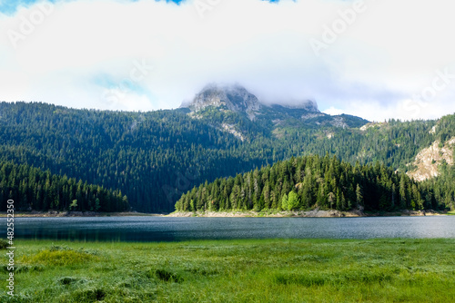 Black Lake or Crno Jezero and Veliki Medjed Peak. National park Durmitor Mouintains in Montenegro
 photo