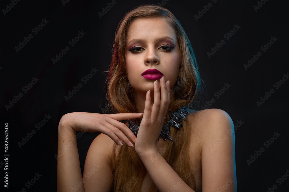 close-up portrait of a beautiful girl with Hollywood style lighting close-up portrait of a beautiful girl with Hollywood style lighting