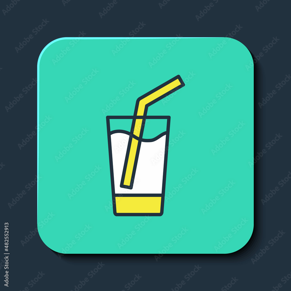 Filled outline Glass with water icon isolated on blue background. Soda glass. Turquoise square button. Vector Filled outline Glass with water icon isolated on blue background. Soda glass. Turquoise square button. Vector