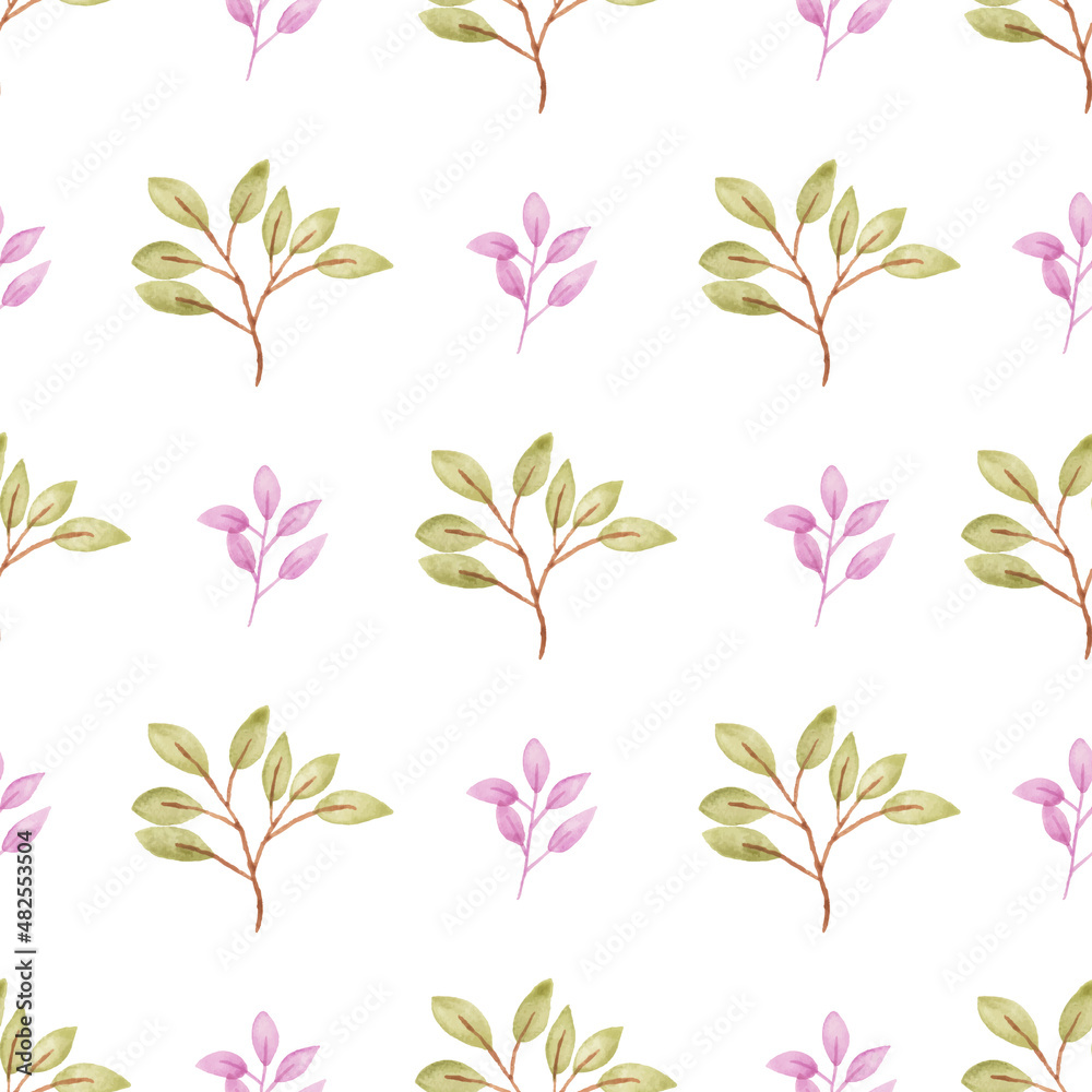 Watercolor leaf seamless pattern Watercolor leaf seamless pattern