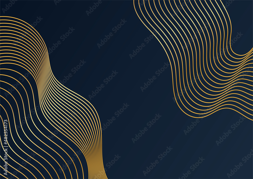 Luxury black gold wave line background. Abstract decoration, golden ...