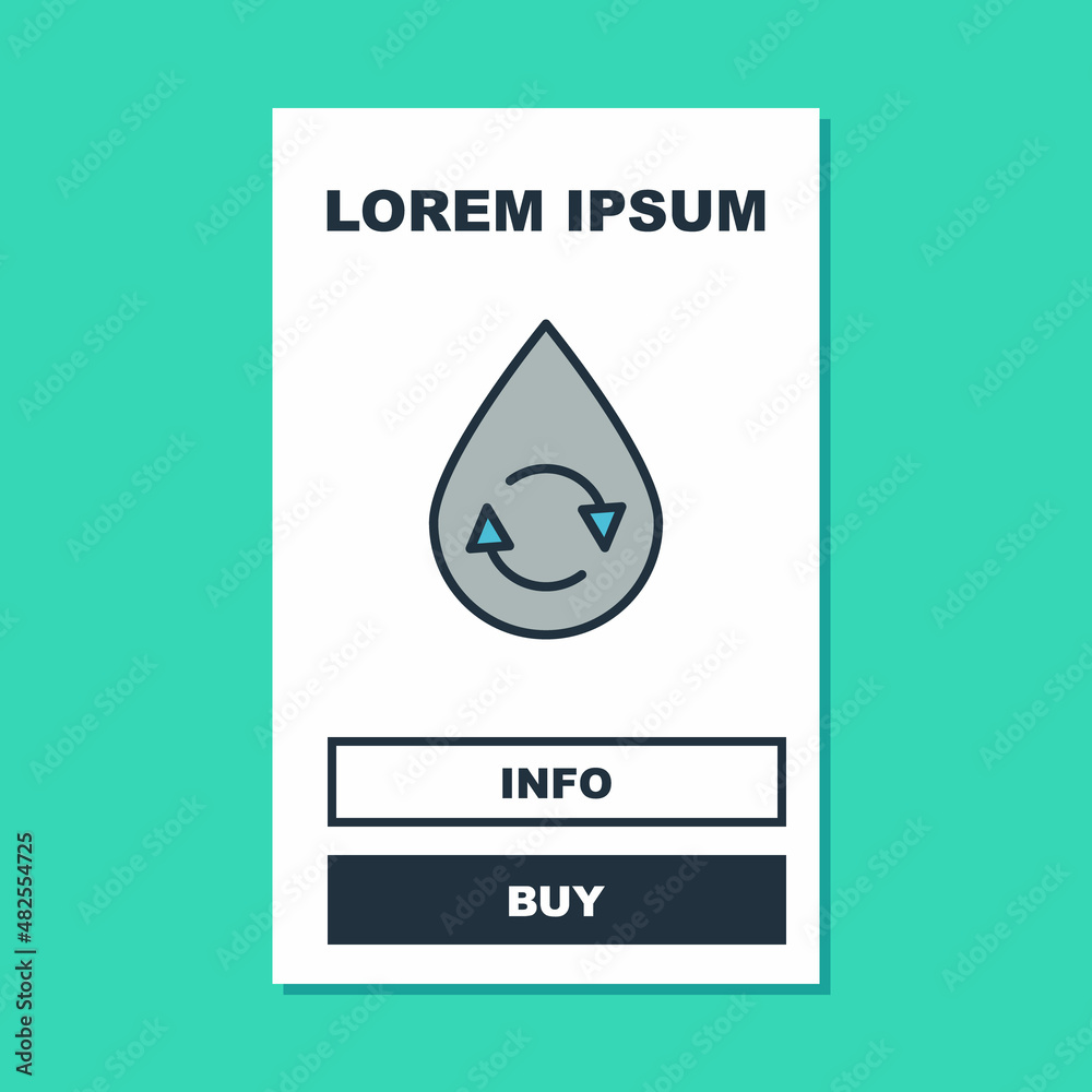 Filled outline Recycle clean aqua icon isolated on turquoise background. Drop of water with sign recycling. Vector Filled outline Recycle clean aqua icon isolated on turquoise background. Drop of water with sign recycling. Vector