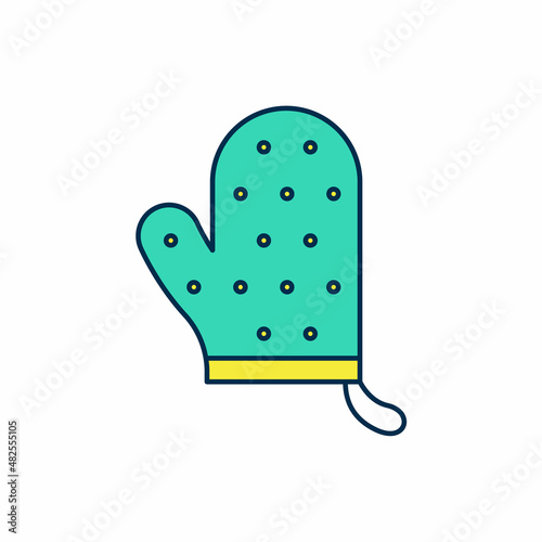 Filled outline Oven glove icon isolated on white background. Kitchen potholder sign. Cooking glove. Vector