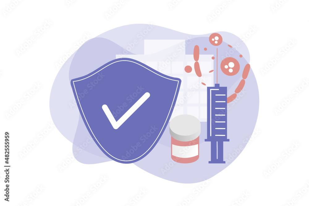 Vaccination, time to vaccinate and immunization campaign. Health care, medical treatment and protection from virus, illness and disease. Flat vector illustration for web template, banner, infographics