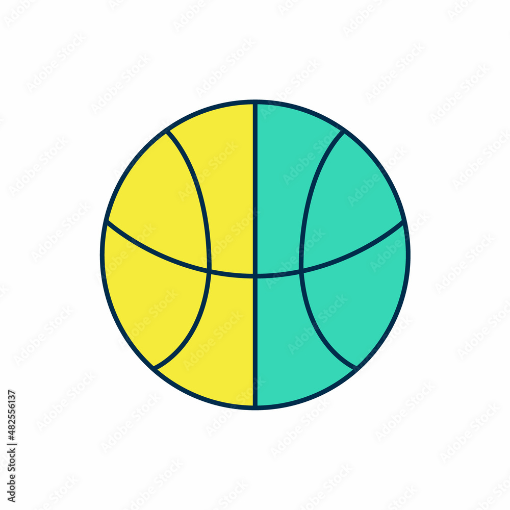 Filled outline Basketball ball icon isolated on white background. Sport symbol. Vector Filled outline Basketball ball icon isolated on white background. Sport symbol. Vector