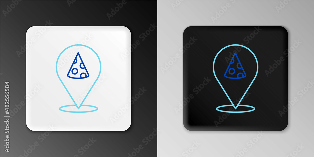 Line Slice of pizza icon isolated on grey background. Fast food menu. Colorful outline concept. Vector Line Slice of pizza icon isolated on grey background. Fast food menu. Colorful outline concept. Vector