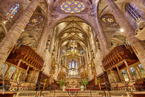 Palma de Mallorca cathedral indoor. Balearic islands. Spain photo
