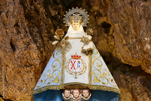 Virgin of Covadonga cave sanctuary. Asturias landmark. Pilgrimage. Spain photo