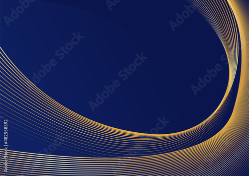 Obraz na plátně Abstract line golden blue cover design background