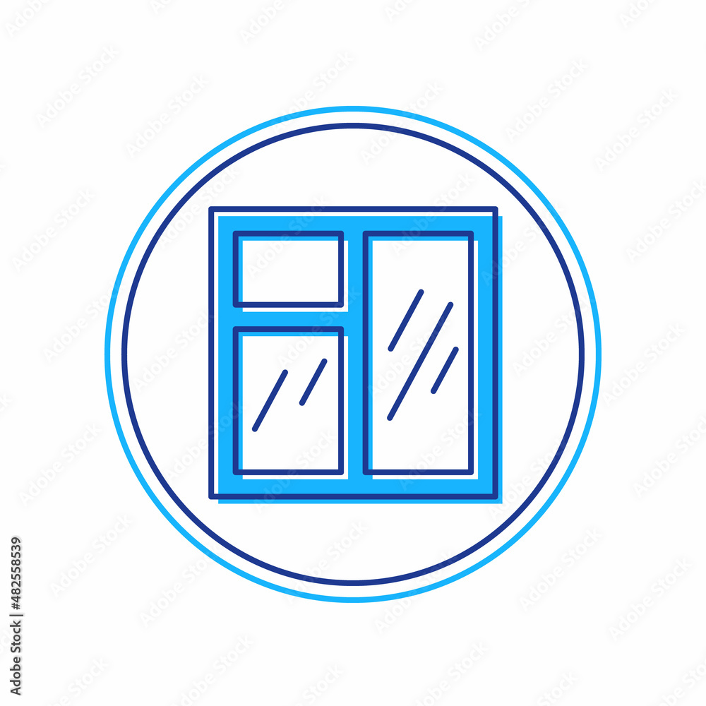 Filled outline Window in room icon isolated on white background. Vector Filled outline Window in room icon isolated on white background. Vector