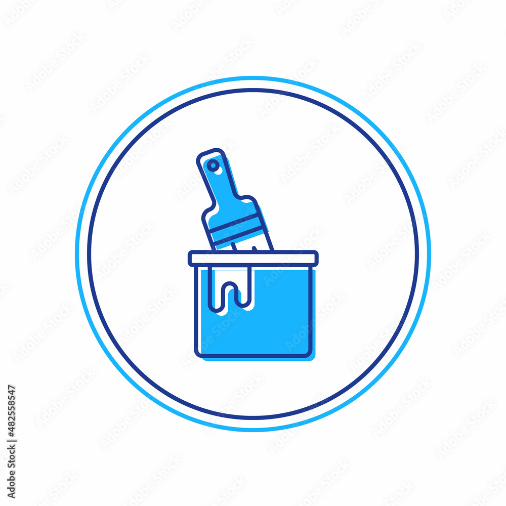 Filled outline Paint bucket with brush icon isolated on white background. Vector Filled outline Paint bucket with brush icon isolated on white background. Vector