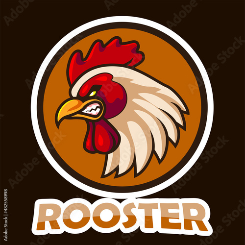 Cartoon angry rooster head mascot design