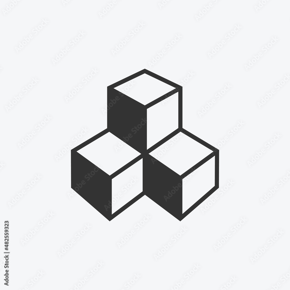 Outline cubes icon flat design vector illustration. Outline cubes icon flat design vector illustration.