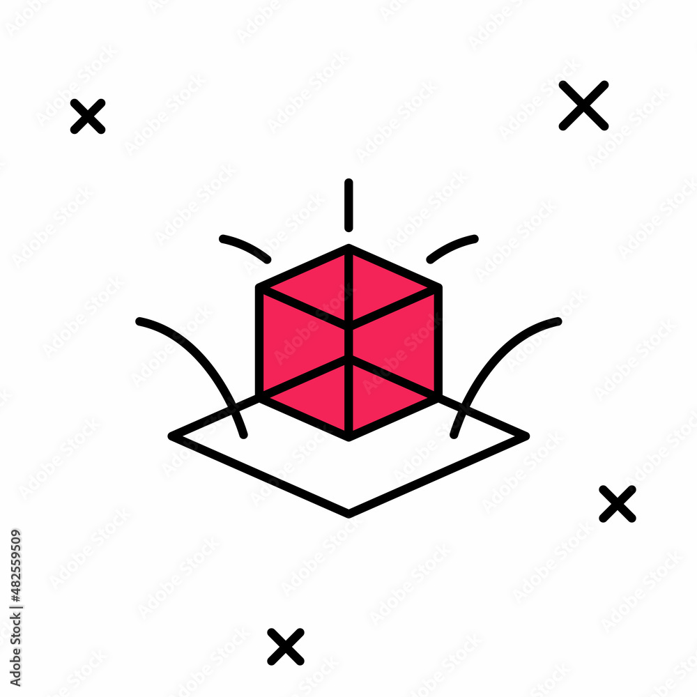 Filled outline 3d modeling icon isolated on white background. Augmented reality or virtual reality. Vector Filled outline 3d modeling icon isolated on white background. Augmented reality or virtual reality. Vector