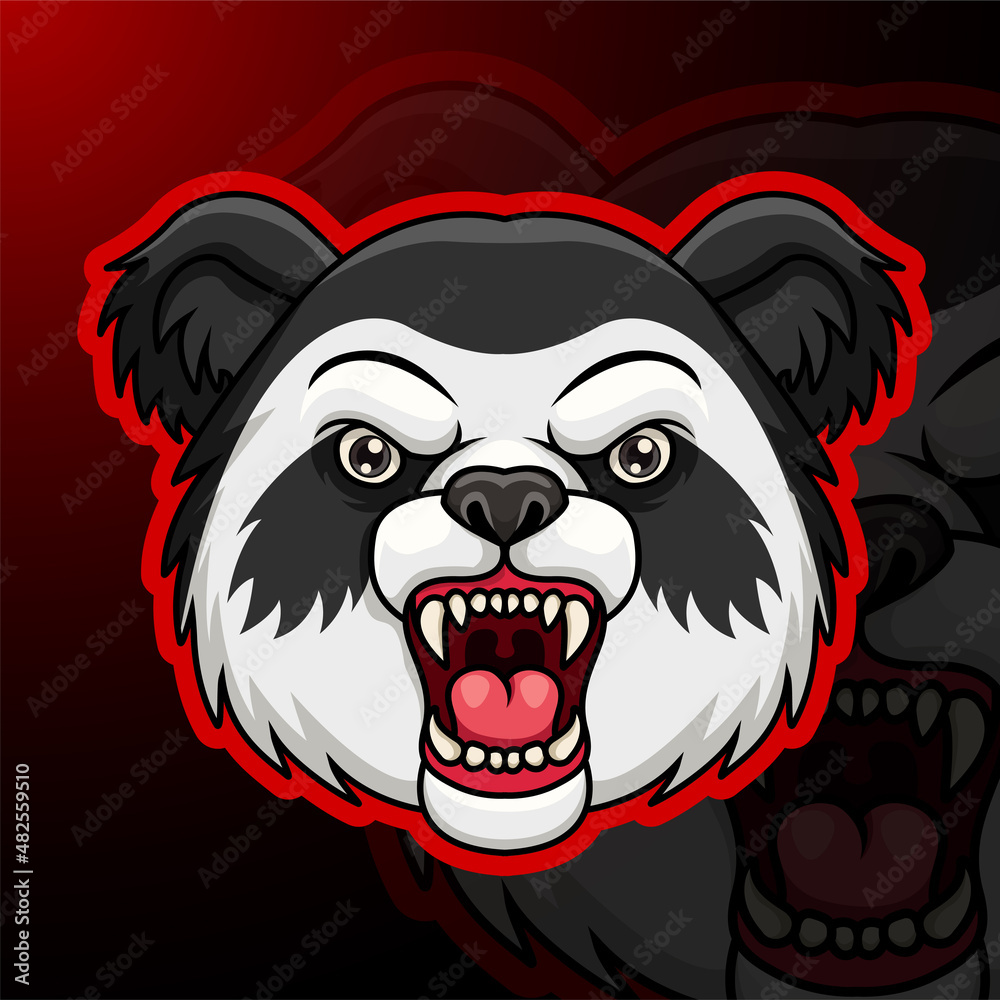 Cartoon angry panda head mascot design Cartoon angry panda head mascot design
