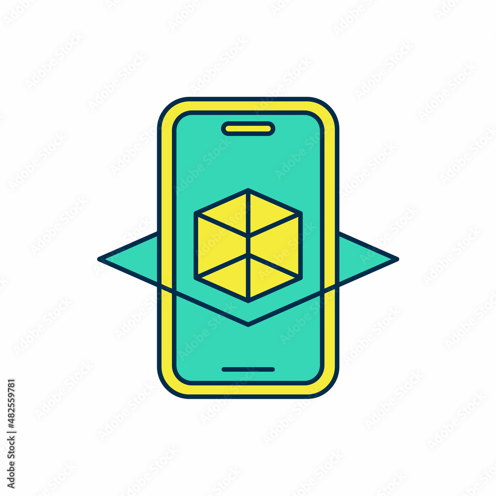 Filled outline 3d modeling icon isolated on white background. Augmented reality or virtual reality. Vector Filled outline 3d modeling icon isolated on white background. Augmented reality or virtual reality. Vector