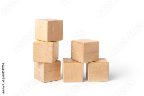 wooden toys isolated on white background, cubes