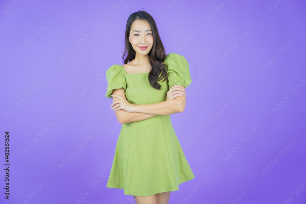 Portrait beautiful young asian woman smile with action Portrait beautiful young asian woman smile with action
