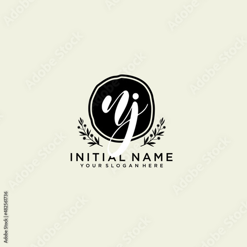 NJ monogram logo template vector 