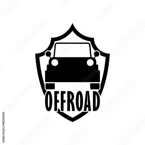 Off road car suv shield icon isolated on white background